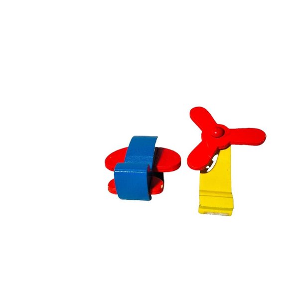 DGI Rescue Team Set of 2 Wooden 4” Toys Yellow Helicopter Blue Airplane Ages 2+ - Picture 7 of 7